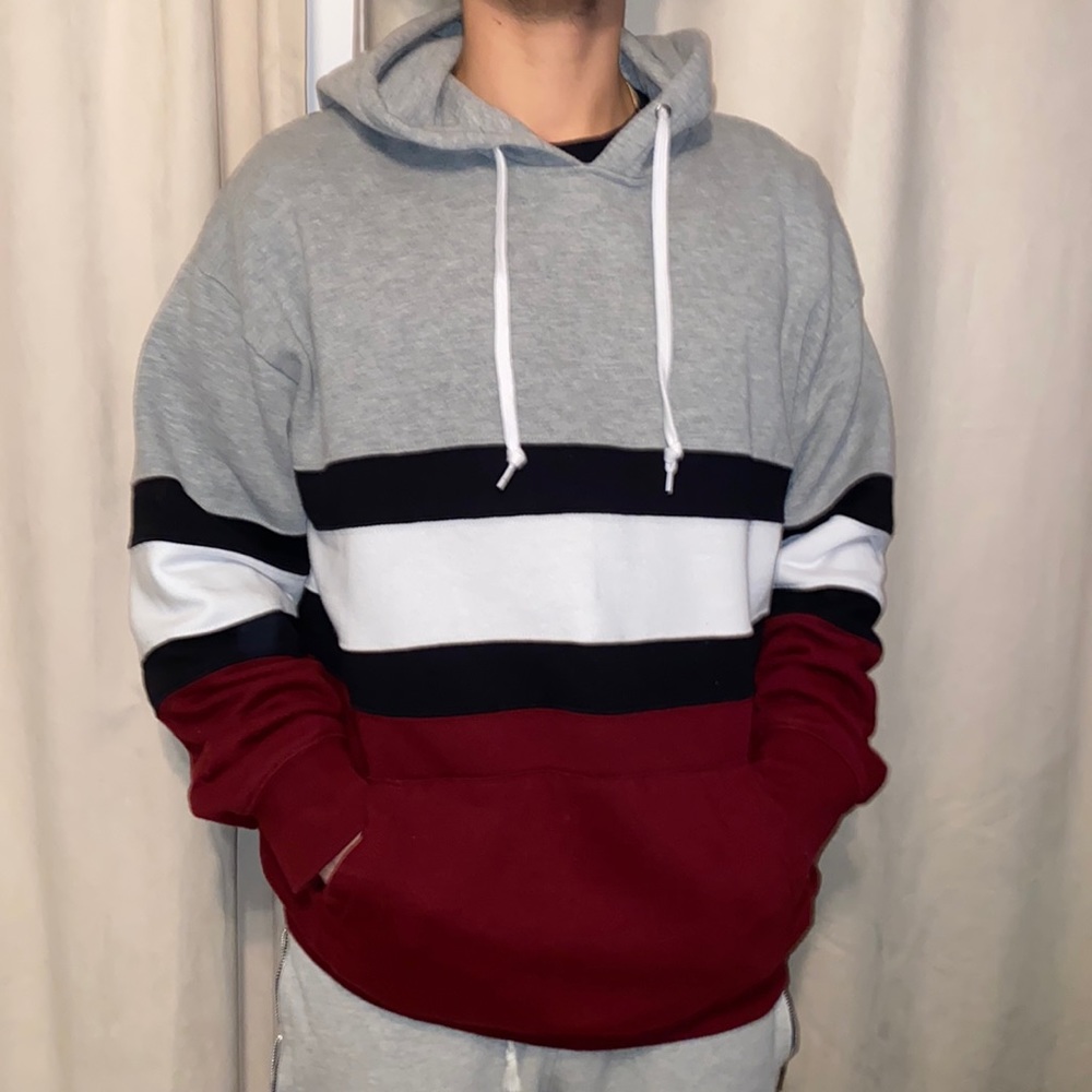 Embyre US L maroon/white/grey/black pullover hoodie
